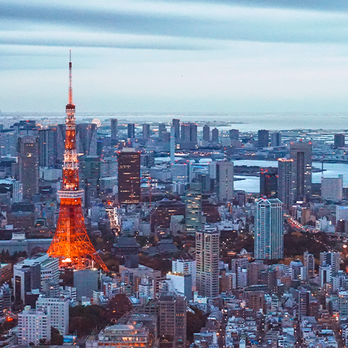 The skyline in Tokyo.